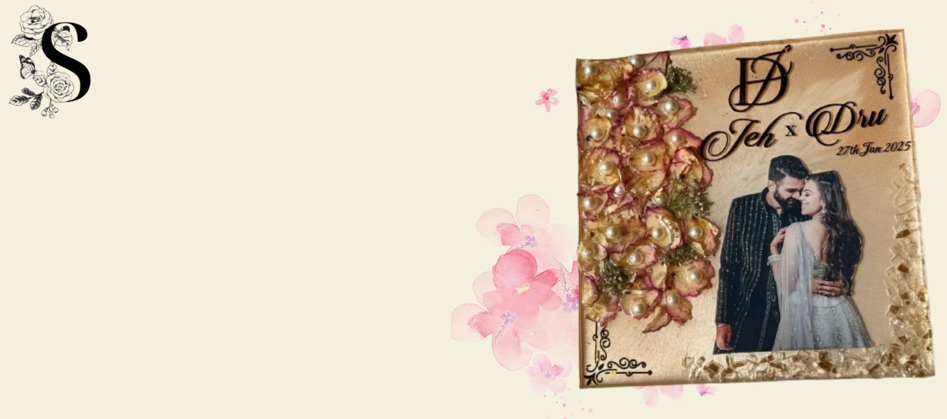 Forever Bloom – Pearl Blush Square Resin Frame (10-Inch)